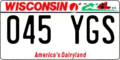 WI license plate 045YGS