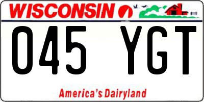 WI license plate 045YGT