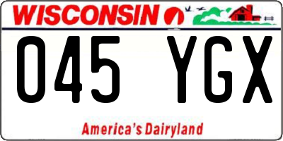 WI license plate 045YGX