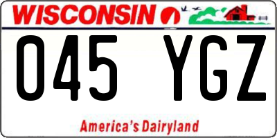 WI license plate 045YGZ