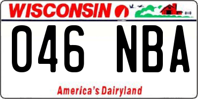 WI license plate 046NBA