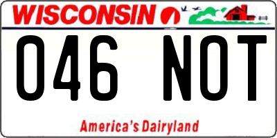 WI license plate 046NOT