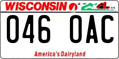 WI license plate 046OAC
