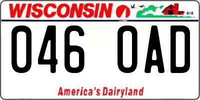 WI license plate 046OAD
