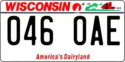 WI license plate 046OAE