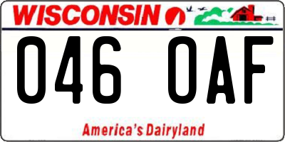 WI license plate 046OAF
