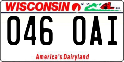 WI license plate 046OAI