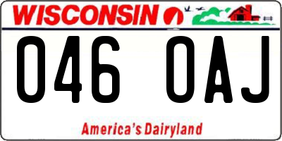 WI license plate 046OAJ