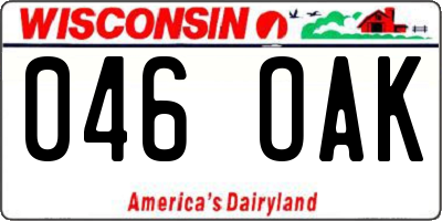 WI license plate 046OAK