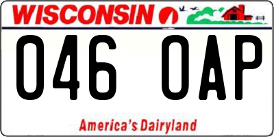 WI license plate 046OAP