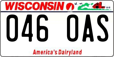 WI license plate 046OAS