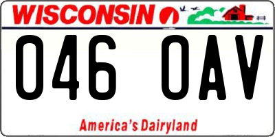 WI license plate 046OAV