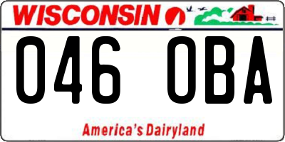 WI license plate 046OBA