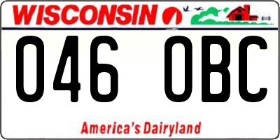 WI license plate 046OBC