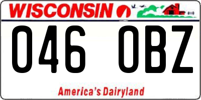 WI license plate 046OBZ