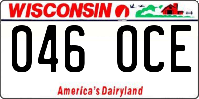WI license plate 046OCE