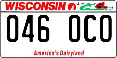 WI license plate 046OCO