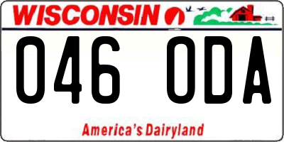 WI license plate 046ODA
