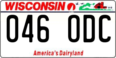 WI license plate 046ODC