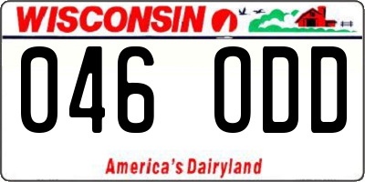 WI license plate 046ODD