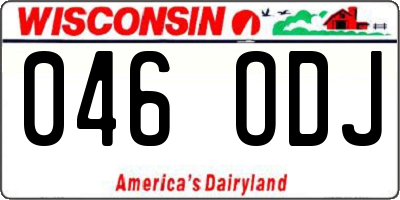 WI license plate 046ODJ