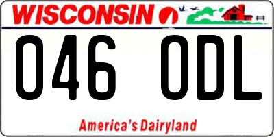 WI license plate 046ODL