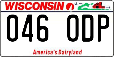 WI license plate 046ODP