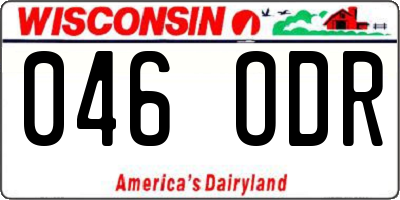 WI license plate 046ODR
