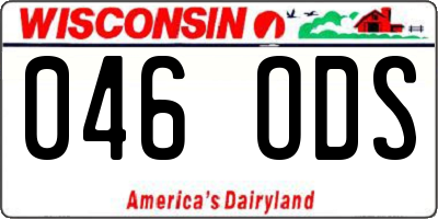 WI license plate 046ODS