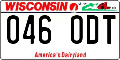 WI license plate 046ODT