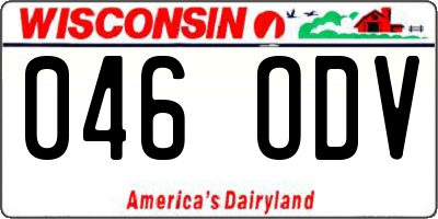 WI license plate 046ODV