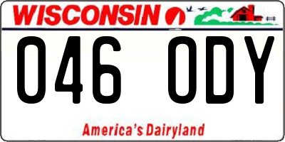 WI license plate 046ODY
