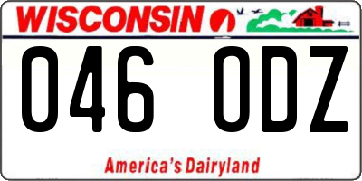 WI license plate 046ODZ