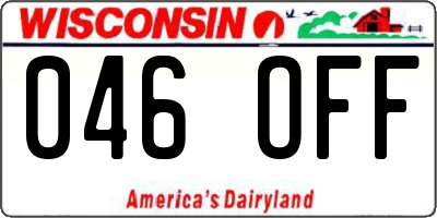 WI license plate 046OFF