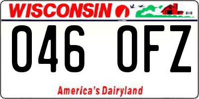 WI license plate 046OFZ