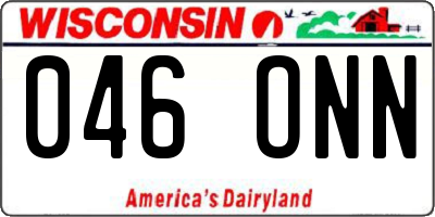 WI license plate 046ONN