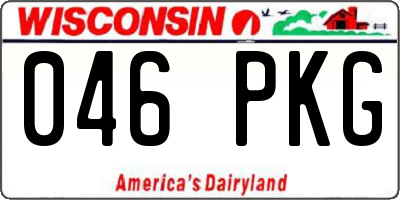 WI license plate 046PKG