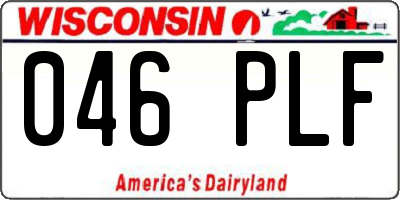 WI license plate 046PLF