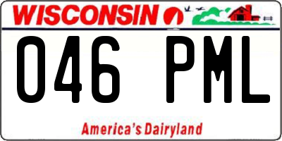 WI license plate 046PML