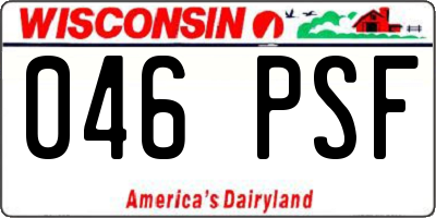 WI license plate 046PSF