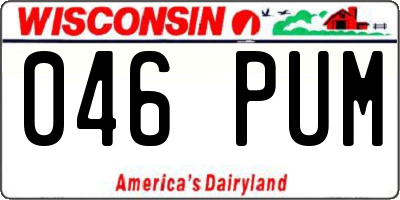 WI license plate 046PUM