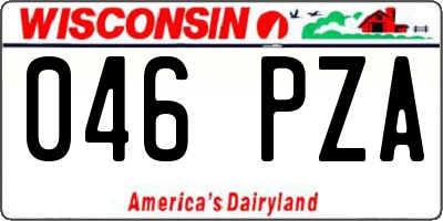 WI license plate 046PZA