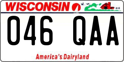WI license plate 046QAA