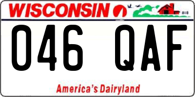 WI license plate 046QAF