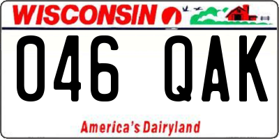 WI license plate 046QAK