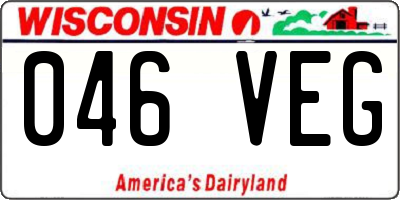 WI license plate 046VEG