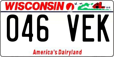 WI license plate 046VEK