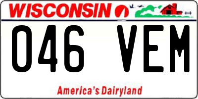 WI license plate 046VEM