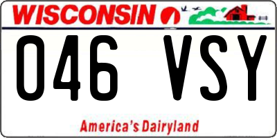 WI license plate 046VSY