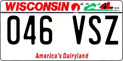 WI license plate 046VSZ